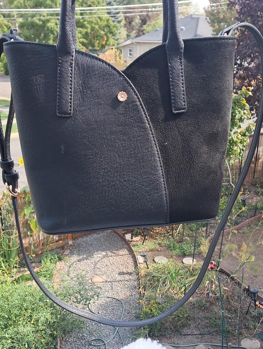 LAUREN Classic Black Women's Tote/ Hand Clutch Purse Bag with Crossbody STRAP